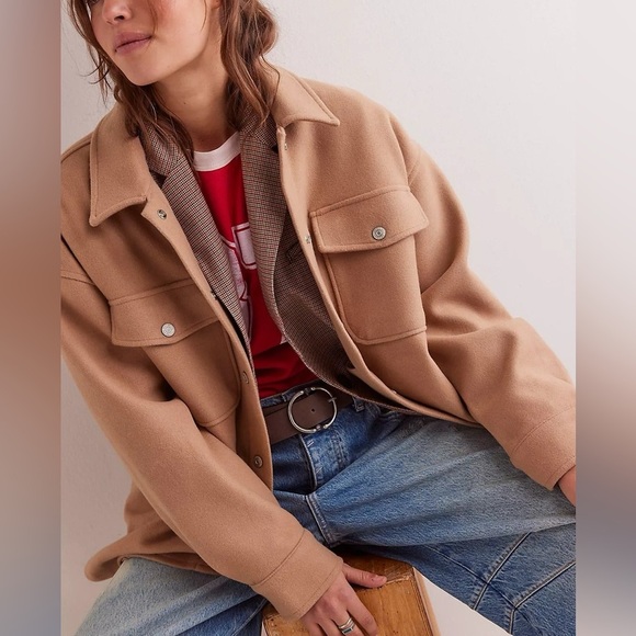 FREE PEOPLE We the Free Lola Shirt Jacket - Camel - Picture 2 of 14